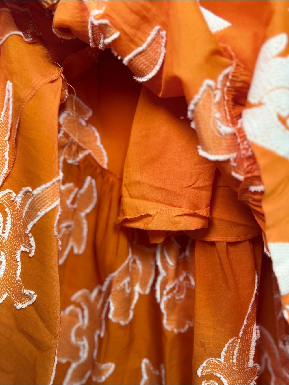 Orange Floral A-Line Maxi Skirt with Cream Print - Picture 5 of 11